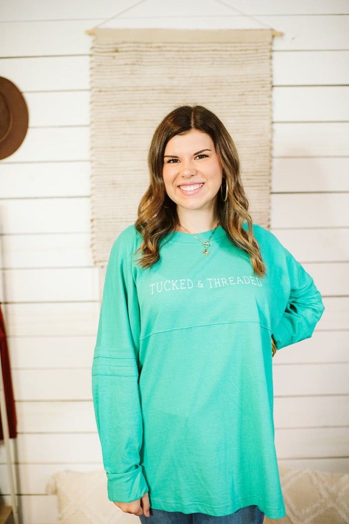 T+T Jersey Long-Sleeve Teal Tee (XS & S)