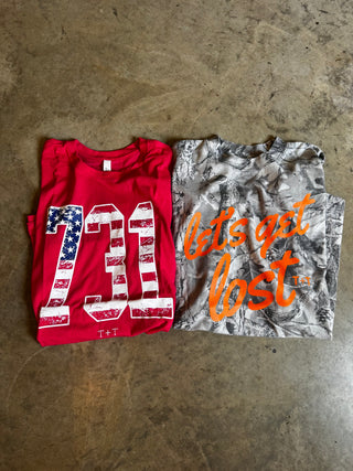 Let's Get Lost Grey Camouflage Unisex Tee - Tucked & Threaded