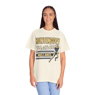 Huntingdon Mustangs Football Ivory Tee-T-Shirt-Printify-Ivory-S-Tucked &amp; Threaded