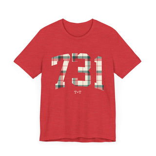 731 Christmas Plaid Adult Heather Red Tee-T-Shirt-Tucked &amp; Threaded