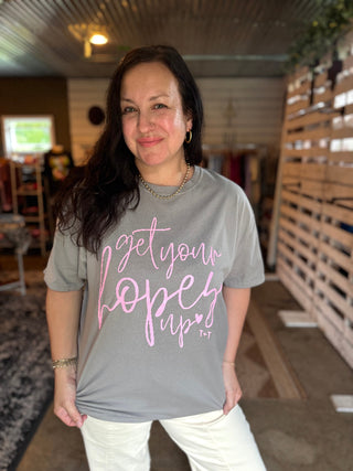 Get Your Hopes Up Grey ComfortWash Unisex Tee - Tucked & Threaded