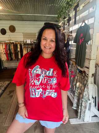 Land of the Free Bright Red Unisex Tee - Tucked & Threaded