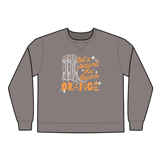 Paint the Town Orange Unisex Sweatshirt-Sweatshirt-Printify-S-Concrete Grey-Tucked &amp; Threaded