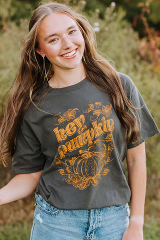 Hey Pumpkin Charcoal Adult Tee