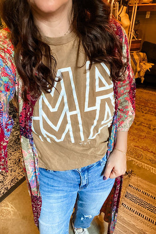 Mama Geometric Camel Vintage Tee