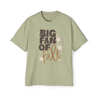 Big Fan of Fall with Stars - Oversized Sage Green T-Shirt