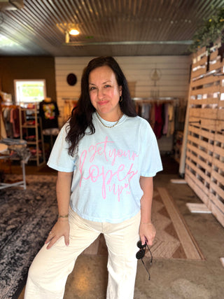 Get Your Hopes Up Sky Blue Boxy Tee - Tucked & Threaded
