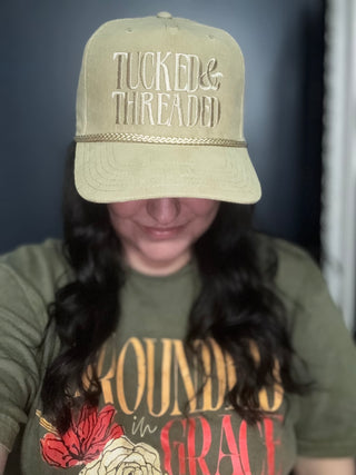 Tucked & Threaded Tan Corduroy Hat