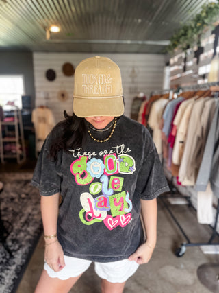 These are the Good Ole Days Black Mineral Wash Tee - Tucked & Threaded