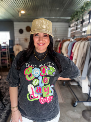 These are the Good Ole Days Black Mineral Wash Tee - Tucked & Threaded