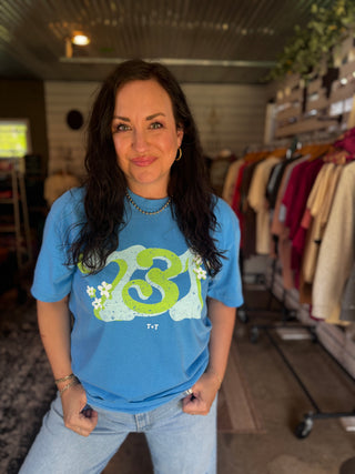 731 Groovy Days in Blue Comfort Colors Tee - Tucked & Threaded