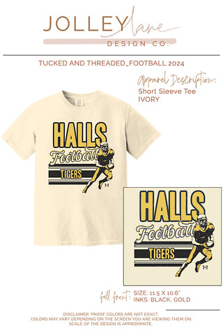 Halls Tigers Football Ivory Tee