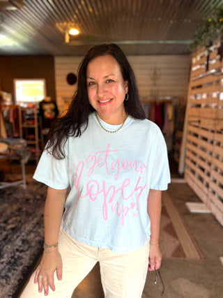 Get Your Hopes Up Sky Blue Boxy Tee - Tucked & Threaded