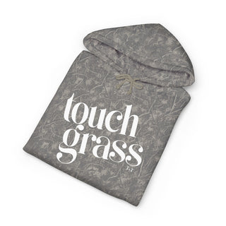 Touch Grass Camo Hoodie | Women's Outdoor Adventure Graphic Sweatshirt - Tucked & Threaded