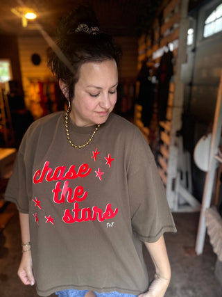 Chase the Stars Faded Brown Boxy Tee