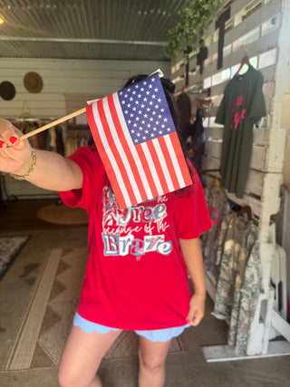 Land of the Free Bright Red Unisex Tee - Tucked & Threaded