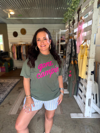 Gone Campin' Hunter Green Drapey Tee