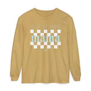 Slay at Home Mama Checkered Unisex Long-Sleeve Tee