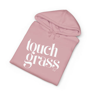 Touch Grass Blush Hoodie | Women's Outdoor Adventure Graphic Sweatshirt - Tucked & Threaded