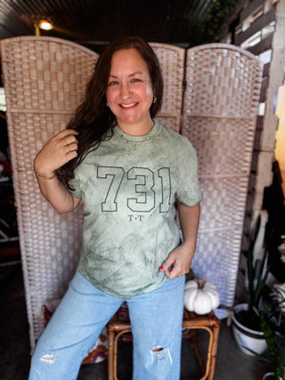 731 Area Code Colorblast Green Unisex Tee - Tucked & Threaded