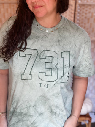 731 Area Code Colorblast Green Unisex Tee - Tucked & Threaded