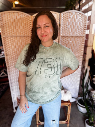 731 Area Code Colorblast Green Unisex Tee - Tucked & Threaded