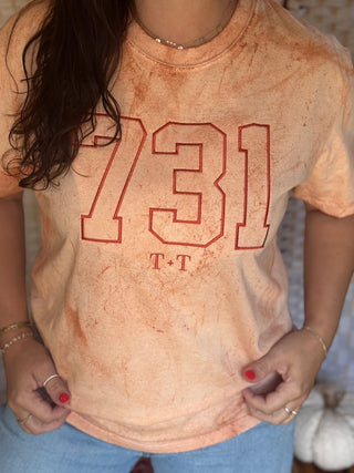 731 Area Code Colorblast Orange Unisex Tee - Tucked & Threaded