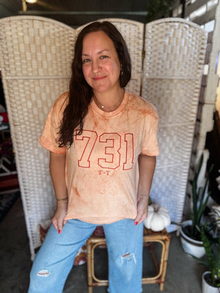 731 Area Code Colorblast Orange Unisex Tee - Tucked & Threaded