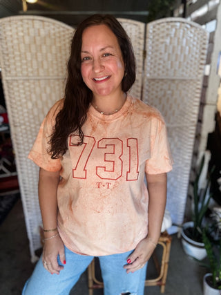 731 Area Code Colorblast Orange Unisex Tee - Tucked & Threaded