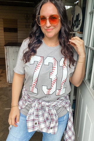731 Baseball Heather Grey Tee - Tucked & Threaded