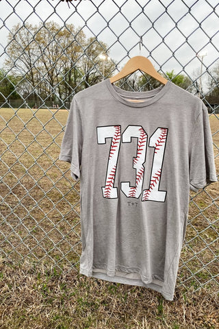 731 Baseball Heather Grey Tee - Tucked & Threaded