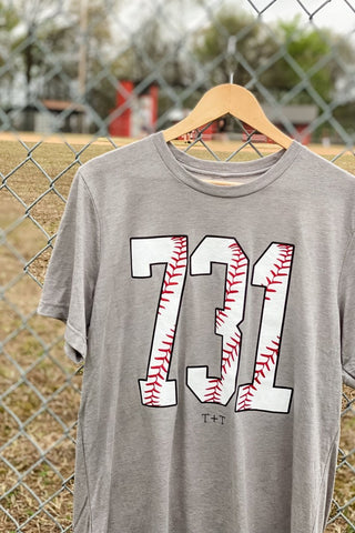 731 Baseball Heather Grey Tee - Tucked & Threaded