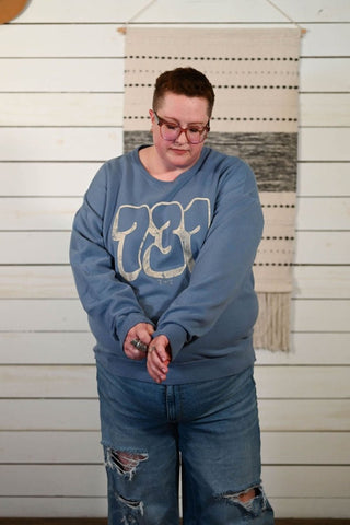 731 Bubble Denim Sweatshirt - Tucked & Threaded