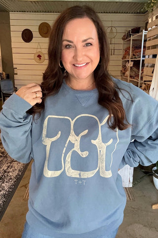 731 Bubble Denim Sweatshirt - Tucked & Threaded