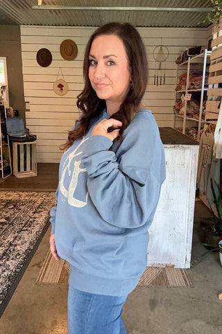 731 Bubble Denim Sweatshirt - Tucked & Threaded
