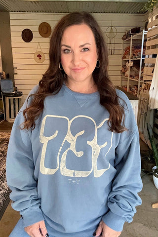 731 Bubble Denim Sweatshirt - Tucked & Threaded