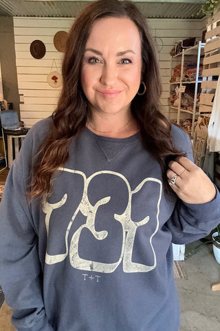 731 Bubble Slate Blue Sweatshirt - Tucked & Threaded