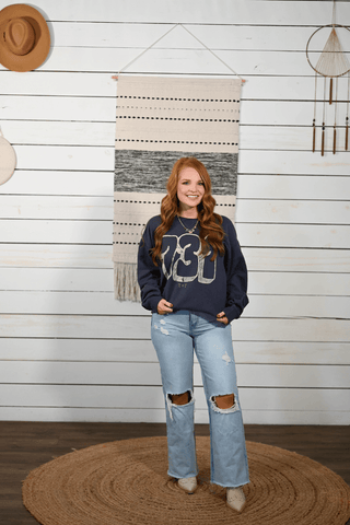 731 Bubble Slate Blue Sweatshirt - Tucked & Threaded