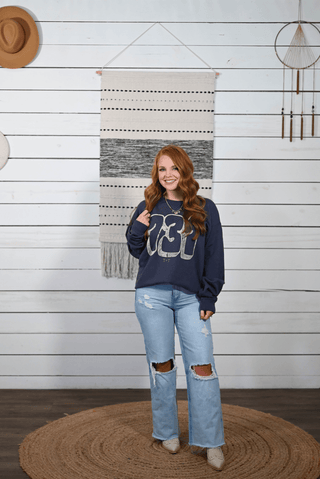 731 Bubble Slate Blue Sweatshirt - Tucked & Threaded