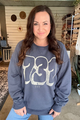 731 Bubble Slate Blue Sweatshirt - Tucked & Threaded