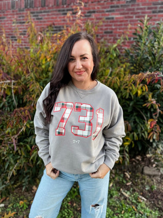 731 Christmas Plaid Adult ComfortWash Sweatshirt - Tucked & Threaded