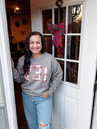 731 Christmas Plaid Adult ComfortWash Sweatshirt - Tucked & Threaded