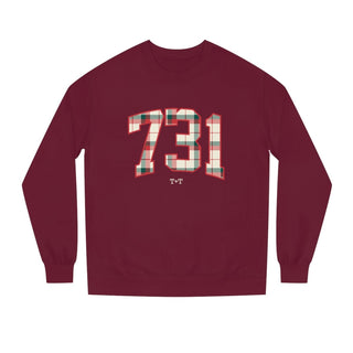 731 Christmas Plaid Adult Maroon Sweatshirt - Tucked & Threaded