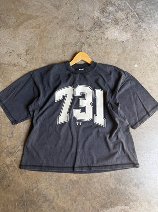 731 Collegiate Faded Black Boxy Tee - Tucked & Threaded