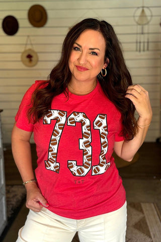 731 Football Heather Red Tee - Tucked & Threaded