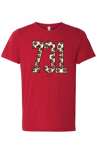 731 Football Heather Red Tee - Tucked & Threaded