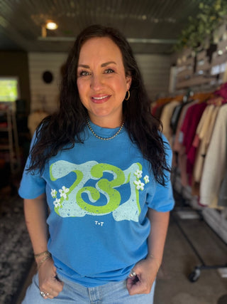 731 Groovy Days in Blue Comfort Colors Tee - Tucked & Threaded