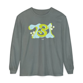 731 Groovy Days in Blue Long-Sleeve Tee - Tucked & Threaded
