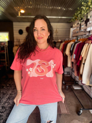 731 Groovy Days in Peach Comfort Colors Tee - Tucked & Threaded