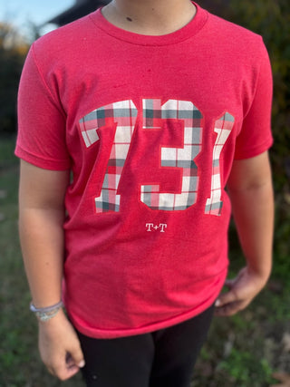 731 Plaid Red Youth Tee - Tucked & Threaded